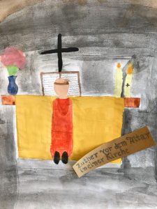 Schülerarbeit aus dem Gemeinschaftsprojekt "Die Kunst der Bibel begegnen" - Ev. Mörike Gymnasium / -Realschule und Galerie Wiedmann